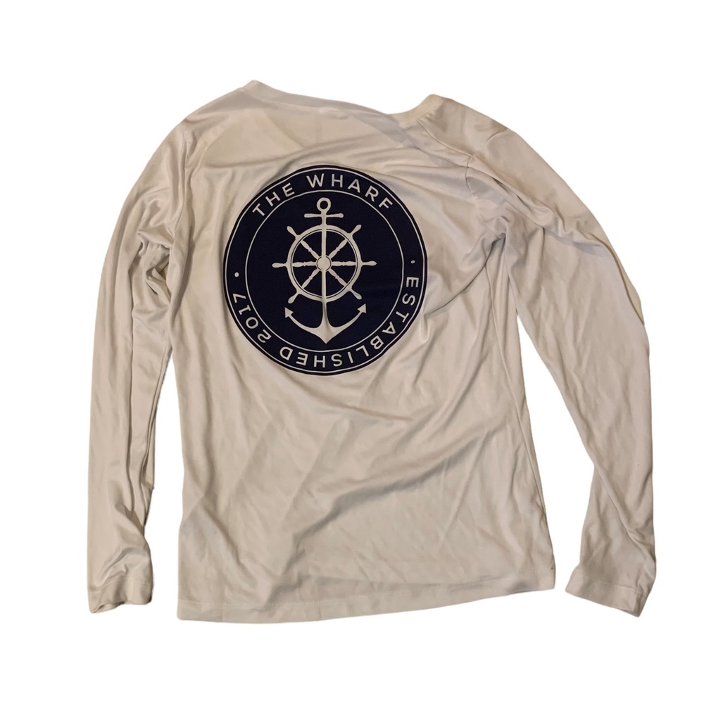 The Wharf Miami Shirt Womens Medium Knot Working Nautical Ocean Long Sleeve.